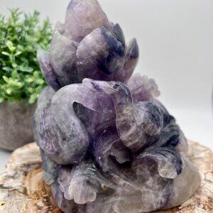 Candy Fluorite Swan and Lotus Carving 2.14lbs